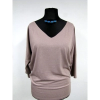 Tunika Aline kimono z dekoltem - capucino ze srebrnym brokatem